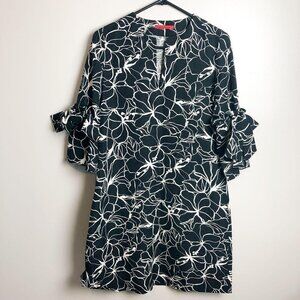 Carolina Herrera Tropical Floral Tie Sleeve Dress